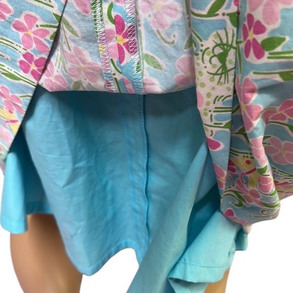 Lilly Pulitzer Strapless Wave Blue Floral Butterfly Tiger Scalloped Trim Dress 6 - Picture 9 of 13